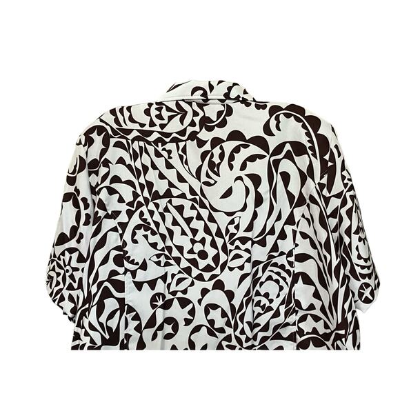 Java Women's Brown/White Floral Print Short Sleeve Jacket | Size 3X (24/26W) - Picture 4 of 8